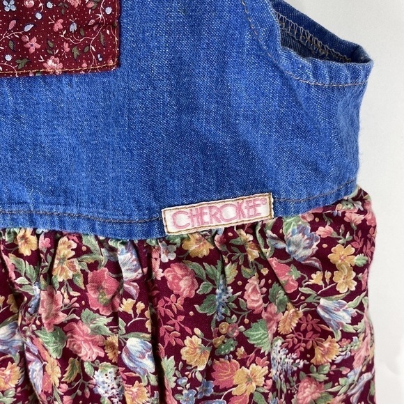 Vintage Cherokee Denim Floral Jumper Dress Size 6X 90s - Picture 2 of 6